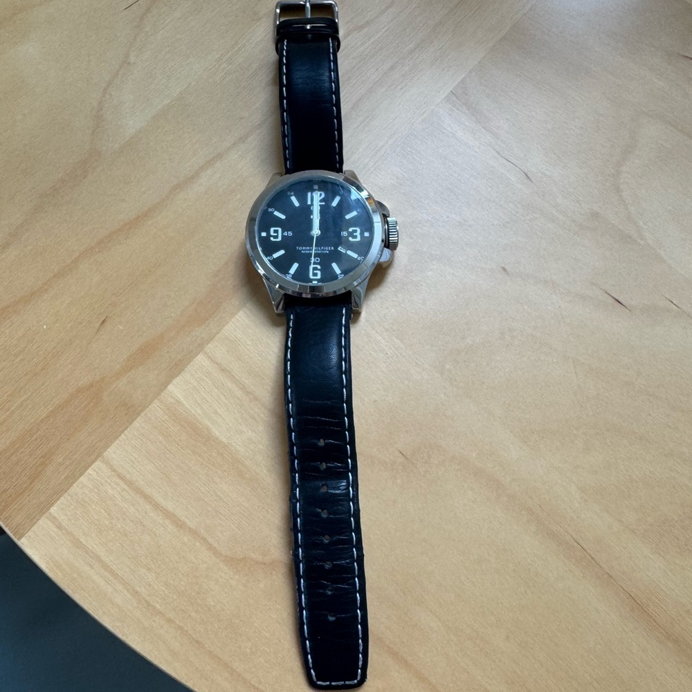 Tommy Hilfiger Black and Silver Men's Watch